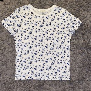White F21 Shirt with Blue Flowers